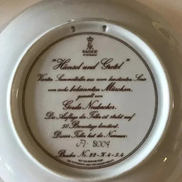 Kaiser HANSEL AND GRETEL Collectors Plate Classic Fairy Tales by Gerda Neubacher - Picture 8 of 9